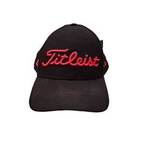 Titleist Tour Performance Golf Cap Black/Red Embroidered Logos L/XL fitted